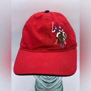 US Polo Association Embroidered Logo Strapback Hat Baseball Cap Red Blue